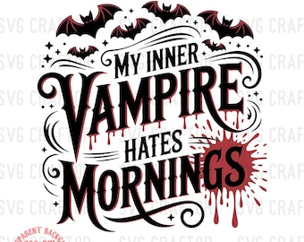 Funny Vampire T-Shirt Design PNG: Gothic Halloween Clipart (Digital Download