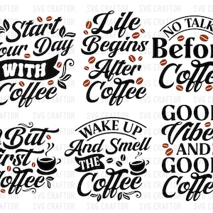 Funny Coffee Quotes SVG Bundle: Caffeine Queen, Coffee Lover (Digital Download) image 2