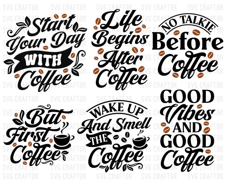 Funny Coffee Quotes SVG Bundle: Caffeine Queen, Coffee Lover (Digital Download) image 2
