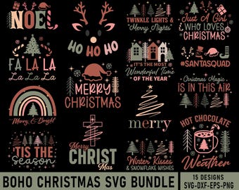 Boho Christmas SVG Bundle, Funny Designs (Digital Download)