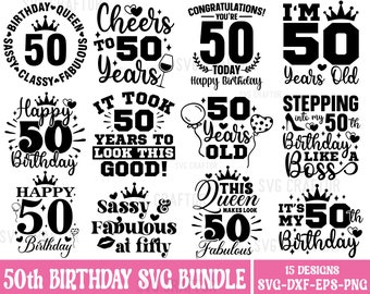 Pacote de arquivos SVG para o 50º aniversário, Fabulous Queen Designs (Download digital)