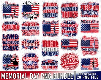 Memorial Day PNG Bundle, Freedom, Sacrifice, Heroes (Digital Download)