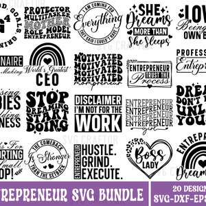 Entrepreneur SVG Bundle: Boss Lady, Motivational Quotes (Digital Files)