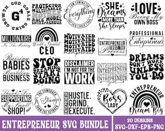 Entrepreneur SVG Bundle: Boss Lady, Motivational Quotes (Digital Files)
