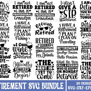 Ensemble Svg retraite, Svg retraité drôle, Svg retraite, Svg de T-shirt à la retraite, Svg de dire retraite, Svg de cadeaux de retraite, SvgCraftor