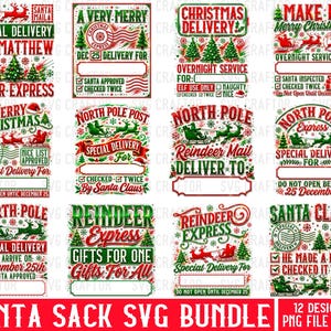 Julklappssäck PNG-paket, julklappspåsedesigner, transparent bakgrundsgrafik (digital nedladdning)