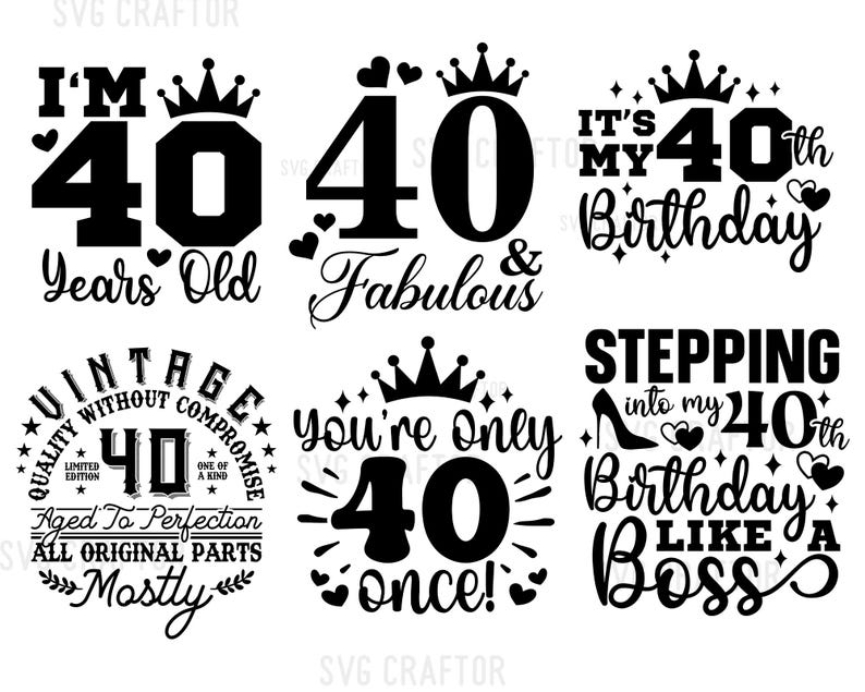 40th Birthday SVG Bundle, Sassy, Fabulous Designs (digital Files) - Etsy
