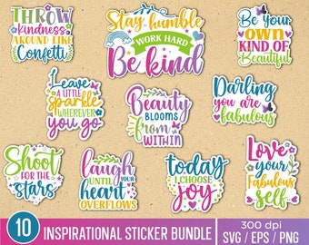 Inspirational Sticker Bundle: Typography Designs (SVG, PNG, EPS)