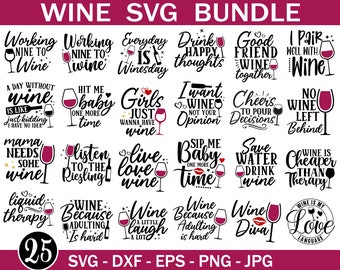 Funny Wine Quotes SVG Bundle: Wine Glasses, Shirts, Typography (Digital Download)