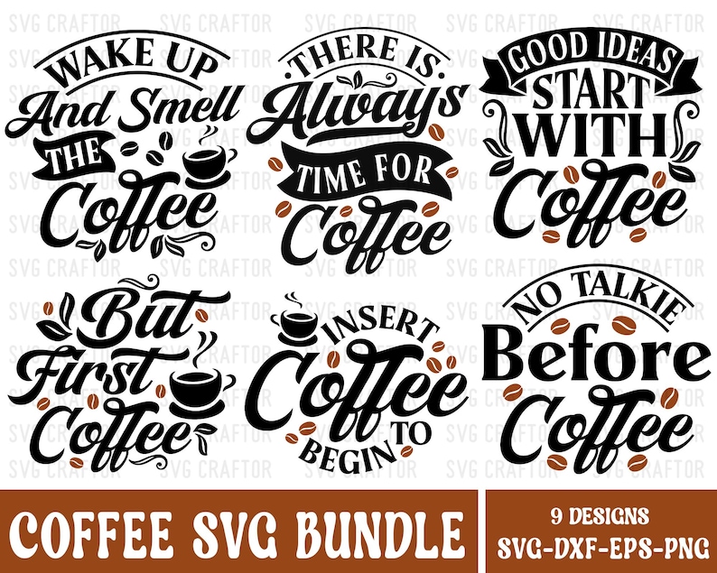 Funny Coffee Quotes SVG Bundle: Caffeine Queen, Coffee Lover (Digital Download) image 1