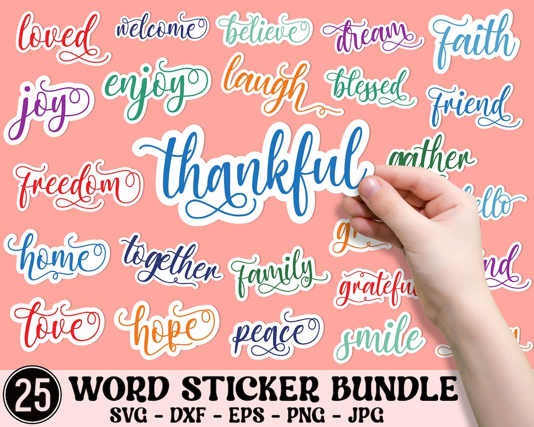 Word Sticker Bundle: Typography Decals (digital Download) - Etsy