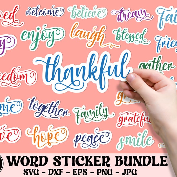 Word sticker bundle, Text sticker, Typography sticker, Loved sticker, Kind sticker, Peace sticker, Blessed sticker,Faith sticker,Sticker Png