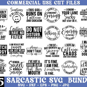 Sarcastic Svg Bundle, Funny Svg Bundle, Sarcastic Typography Svg, Funny Quotes Svg, Sassy Svg, Humor Svg File, Funny Mom Svg, Sarcasm Svg