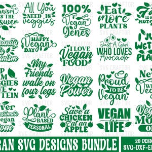 Vegan SVG Design Bundle: Pflanzen Zitate (Digitaler Download)