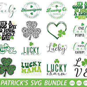 St. Patrick&#39;s Day SVG Bundle: Lucky Clover, Rainbow (Digital Download)