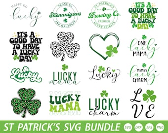 St. Patrick's Day svg bundle, Happy Go Lucky Svg, St Patricks Day Svg, Lucky Rainbow Svg, Lucky Shirt Svg,Clover Svg, Irish Svg,Shamrock Svg