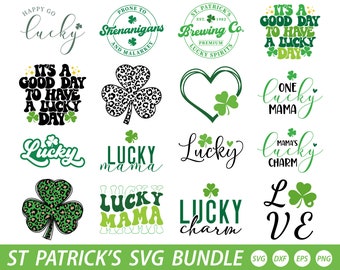 St. Patrick's Day svg bundle, Happy Go Lucky Svg, St Patricks Day Svg, Lucky Rainbow Svg, Lucky Shirt Svg,Clover Svg, Irish Svg,Shamrock Svg