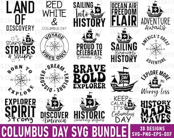 Columbus Day SVG Bundle, 20 Designs (Digital Download)