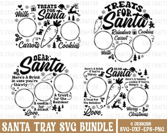 Pacchetto SVG di Santa Tray: design di piatti per biscotti natalizi (download digitale)
