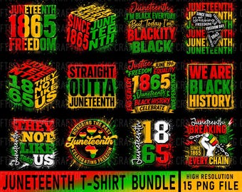 Juneteenth T-shirt PNG Bundle, Melanin Queen, Black Freedom Designs (15 PNG Files)