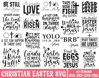 Christian Easter SVG Bundle, Easter SVG, Bible Svg, Christian Svg, Bunny Svg, Religious Easter SVG Bundle, Cut Files for Cricut, Silhouette