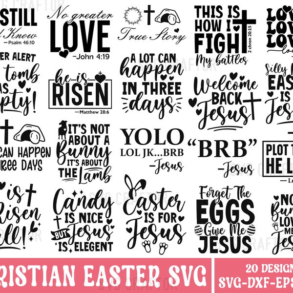 Christian Easter SVG Bundle, Easter SVG, Bible Svg, Christian Svg, Bunny Svg, Religious Easter SVG Bundle, Cut Files for Cricut, Silhouette