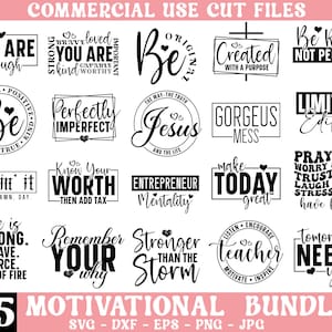 Lot inspirant de Svg, lot de Svg motivant, Svg citations inspirantes, Svg amour de soi, Kind Svg, foi Svg, vous êtes important Svg, fichier de coupe Svg