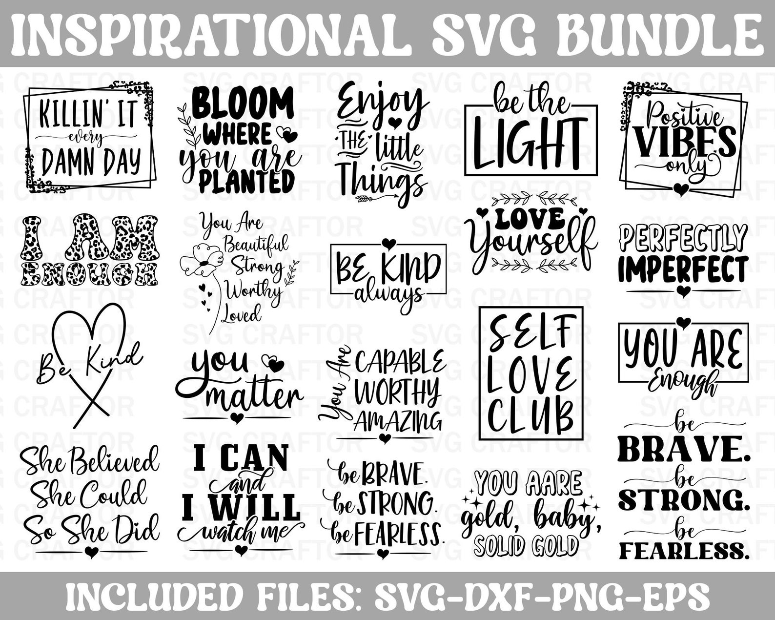 Inspirational SVG Bundle: Self Love & Kindness Quotes (digital Download ...