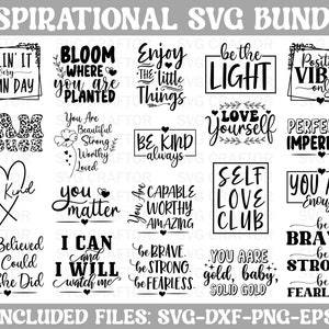 Inspirierende SVG-Bundle: Selbstliebe & Freundlichkeit Zitate (Digitaler Download)