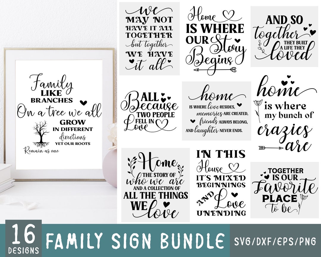 Farmhouse Family Quote SVG Bundle: Home Decor Cut Files (digital ...