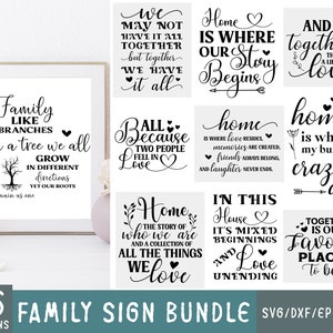 Paquete de letreros SVG familiares, archivos de corte divertidos, paquete de decoración del hogar, paquete de letreros SVG con citas familiares de granja, citas SVG familiares, letreros SVG familiares