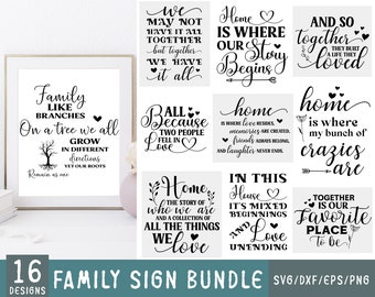 Bundle Svg signe de la famille, fichiers coupés drôles, pack décoration, Bundle de signe SVG ferme citation famille, citations svg famille, signe famille SVG