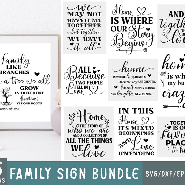 Family Sign Svg Bundle, Funny Cut Files, Home Decoration Pack, Farmhouse Family Quote SVG Sign Bundle, Family svg Quotes, Family Sign SVG