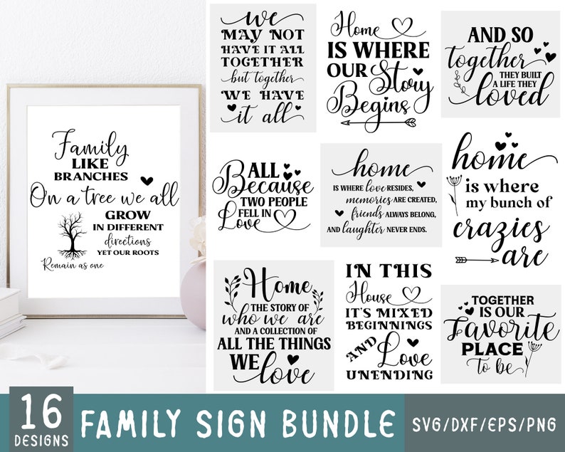 Family Sign Svg Bundle, Funny Cut Files, Home Decoration Pack, Farmhouse Family Quote SVG Sign Bundle, Family svg Quotes, Family Sign SVG image 1