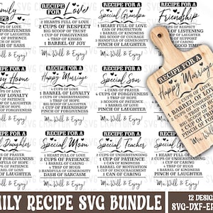 Pacchetto di ricette di famiglia in formato SVG, Cucina divertente in formato SVG, Tagliere in formato SVG, Ricetta per la mamma, Tagliere di salumi per matrimonio in formato SVG, Cucina di famiglia in formato SVG, SvgCraftor