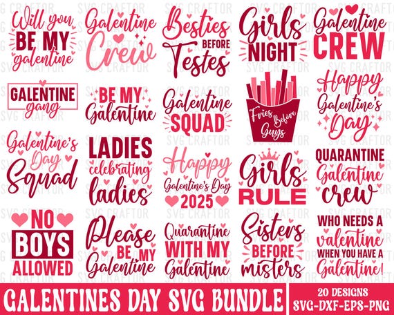 Galentine's Day SVG Bundle: Shirts, Squad, Cricut (Digital Files)