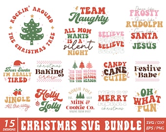 Retro Christmas SVG Bundle, Holly Jolly Svg, Christmas Svg, Png, Christmas Shirt Svg, Merry Christmas Svg, Svg Cricut, Png Sublimation