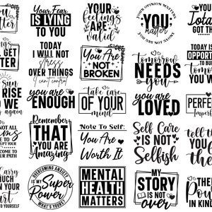 Mental Health SVG Bundle: Inspirational Positive Designs (digital ...