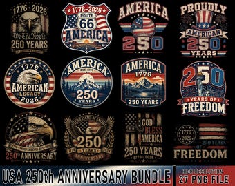 USA 250th Anniversary Patriotic PNG Bundle (Digital Download)