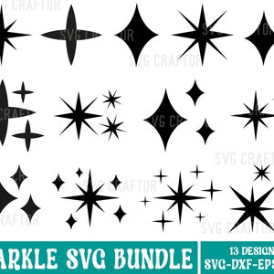 Sparkle Stars SVG Bundle: Twinkle Star Clipart (Digital Download)
