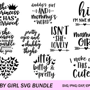 Baby Girl SVG Bundle: Onesie Sayings, Wildflower, Boho (Digital Files)