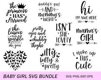 Baby Girl SVG Bundle: Onesie Sayings, Wildflower, Boho (Digital Files)