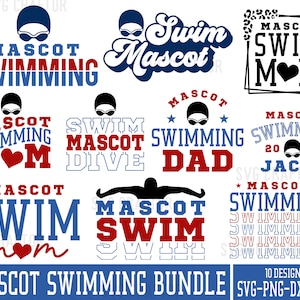 Mascot Swimming SVG Bundle: Swim Team Shirt Designs (Digital Download)