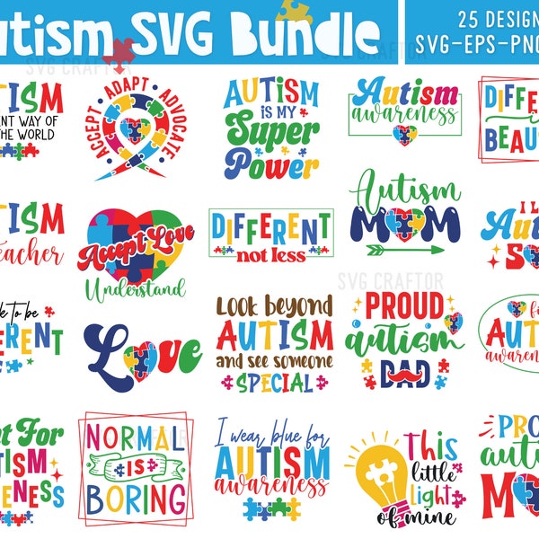 Autism Awareness SVG Bundle, Autism quotes svg, Autism t-shirt design, Autism typography svg, gift for autism, Autism sister and brother svg