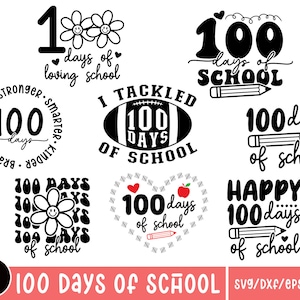 100 Days of School SVG Designs: Teacher & Kids Shirt Cut Files (Digital Download)
