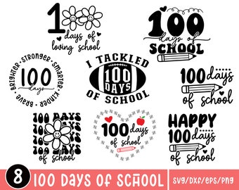 100 Days of School SVG Designs: Teacher & Kids Shirt Cut Files (Digital Download)
