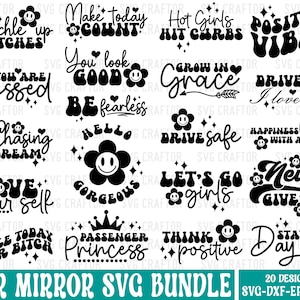 Funny Car Mirror Saying SVG Bundle: Cricut Cut Files