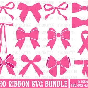 Boho Ribbon Svg Bundle, Coquette Bow Svg, Ribbon Svg File, Bow Svg Png, Hair Bow Svg, Bow Tie Svg, Bow Clipart Svg, Bow Svg Cut File Cricut