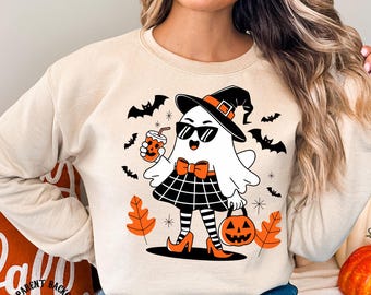 Ghost Halloween T-Shirt Design PNG | Spooky Ghost Graphic for Sublimation & Printable Shirts