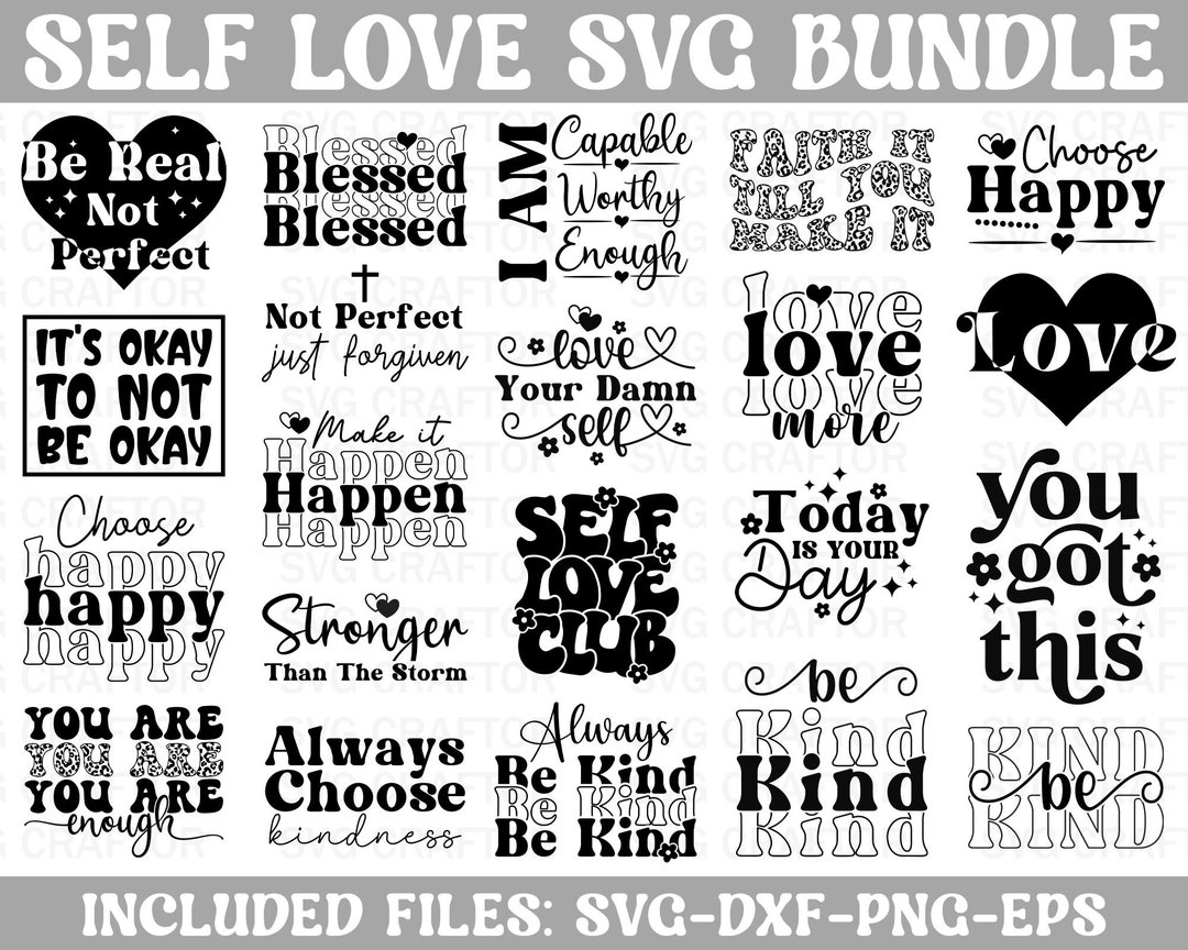 Self Love SVG Bundle: Inspirational Shirt Quotes (digital Download) - Etsy